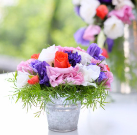 Centerpiece at outdoor wedding