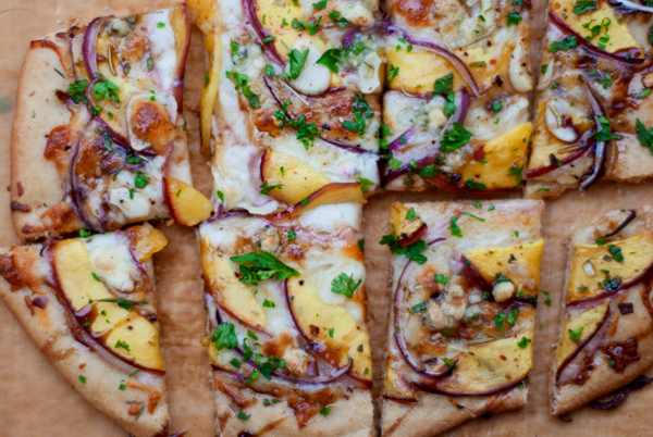 Fresh nectarine and gorgonzola pizza recipe