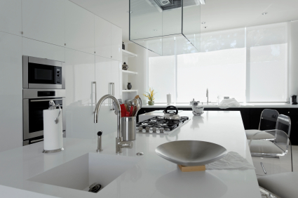 kitchen with lacquer front cabinets