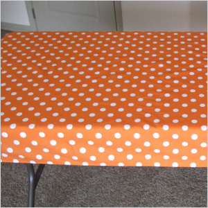 orange polka dot tablecloth