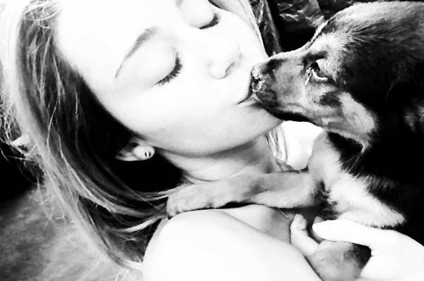 Miley Cyrus saves a puppy