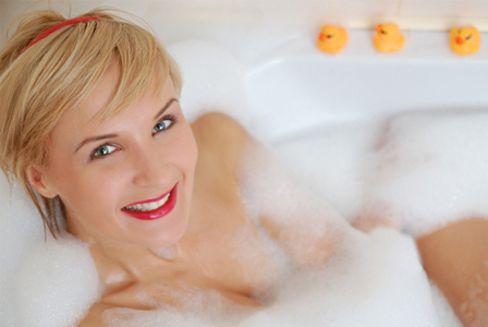 Woman in bath tub