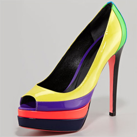 Patent Leather Colorblock Pumps