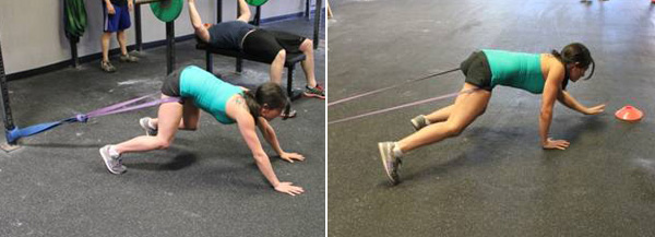 Band sprints (using a heavy-duty closed resistance rubber band)