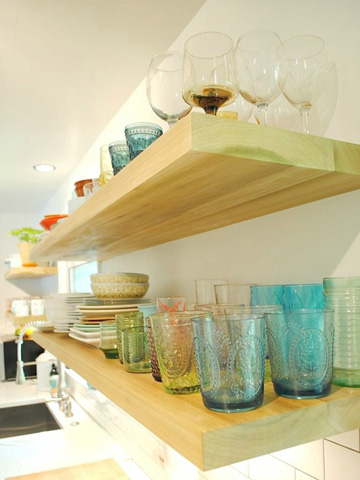 Open kitchen cabinets