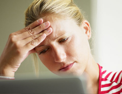 Annoyed woman computer