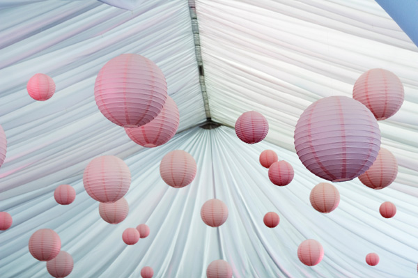 Wedding tent with lanterns