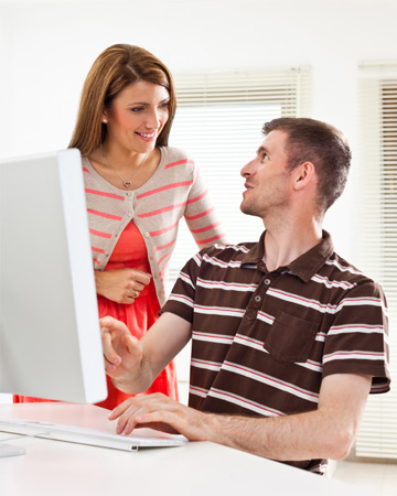 Woman bartering with man