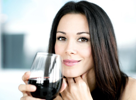 Woman drinking wine