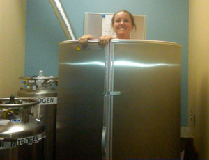 woman in cryotherapy machine