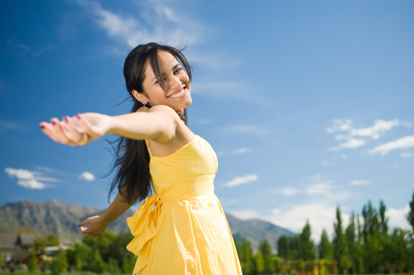 Woman in summer dress