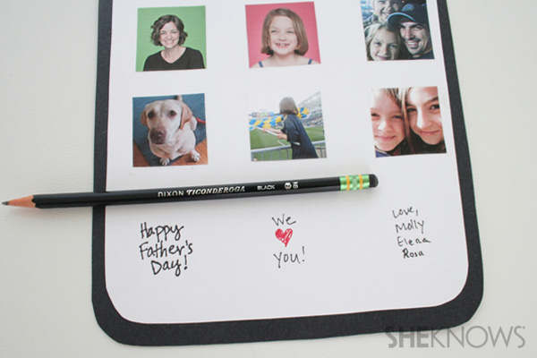 iDad Father's Day card step twelve: erase pencil marks