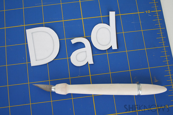 iDad Father's Day envelope step two: cut out letters