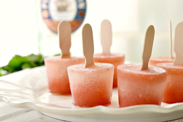 Watermelon and mint gin pops
