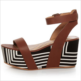 Matiko Lyon Brown with Black and White Print Flatform Sandals, $173.00 at lulus.com