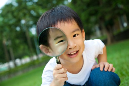 boy on hunt in yard
