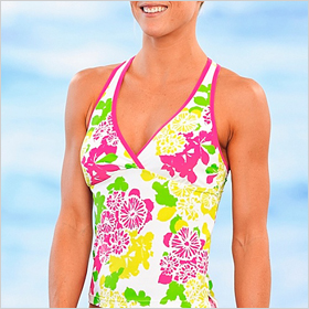 Crescent Bay Floral Wrap Racerback Tankini Top