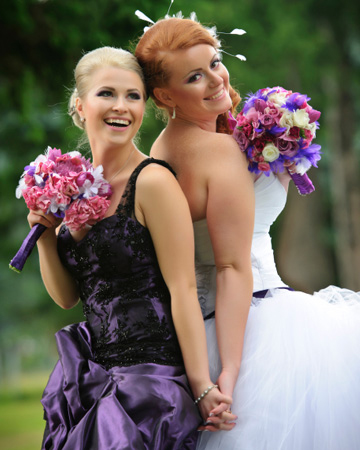 Bridesmaid and bride
