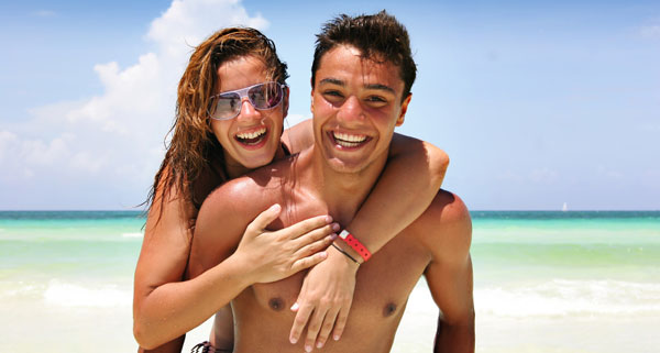 Happy couple on beach vacation