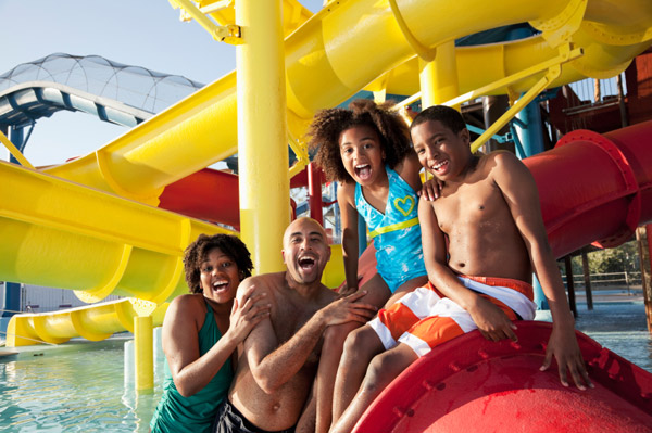 family at water park