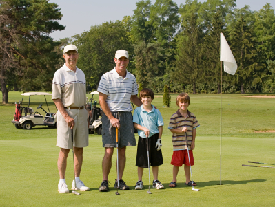 Family golfing
