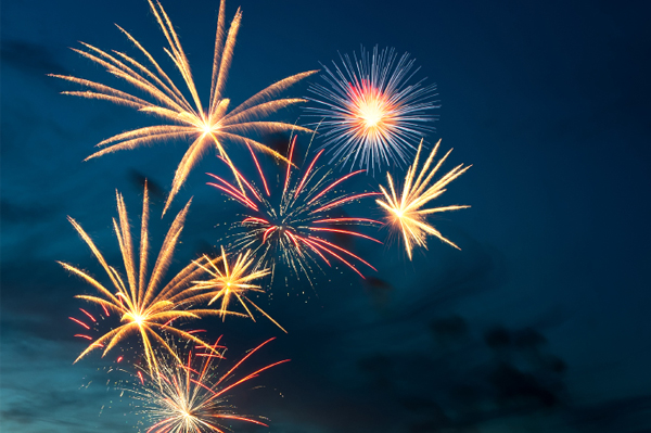 Fireworks in night sky