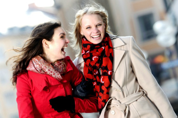Friends laughing together