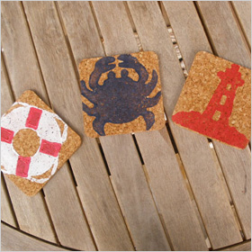 coastal cork coasters from Etsy 