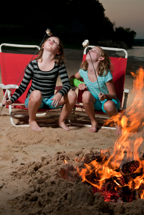 Girls roasting marshmallows
