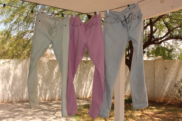 Hanging jeans