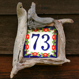 Driftwood number sign