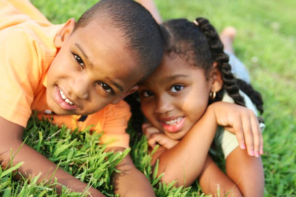 kids playing in backyard