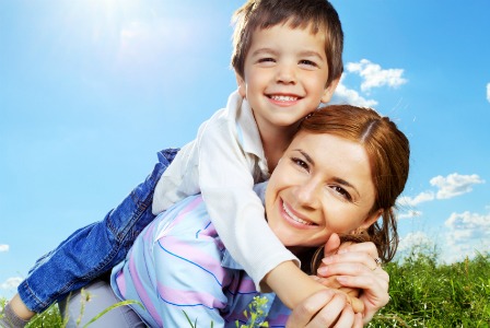 Mom and son in the sun