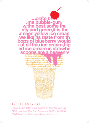 Paper culture ice cream invites