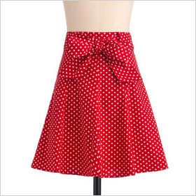 sassy red and white polka dot skirt