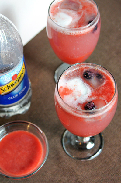 red white and blue strawberry spritzer