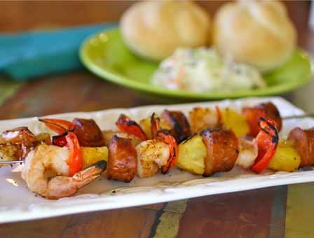 Sausage pineapple kebab