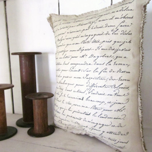 French script pillow