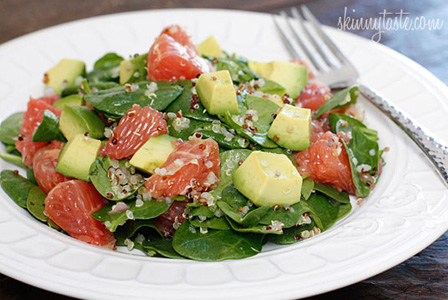 spinach and quinoa salad with grapefruit