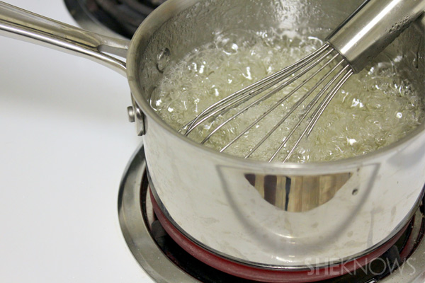 combine syrup and eggs