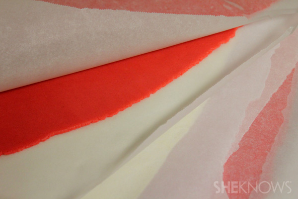 roll out dough after creating the red and white dough