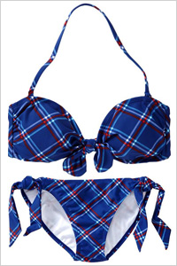 Swimsuit: Old Navy Plaid bandeau-tie bikini