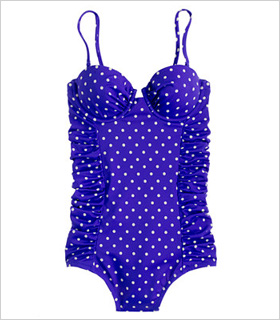 J. Crew Polka-Dot Ruched Underwire Tank, $86, jcrew.com.