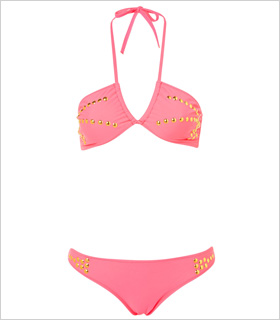 Topshop Pink Stud Bandeau bikini, $56, us.topshop.com