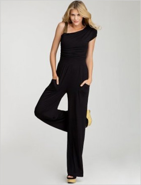 bebe Sequin Shoulder Jumpsuit, $119, bebe.com).