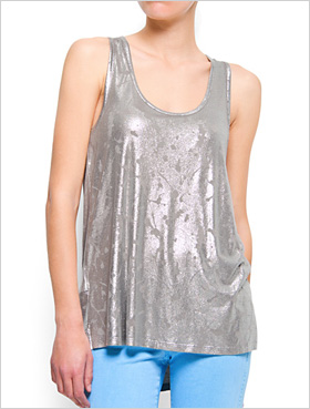 metallic t-shirt by Mango