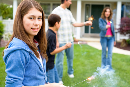 Teen with sparkler