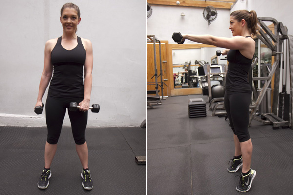Calf raise with alternating shoulder raise