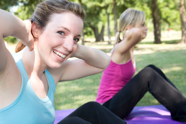 Friends exercising together