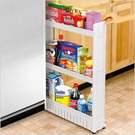 Slim slide-out pantry